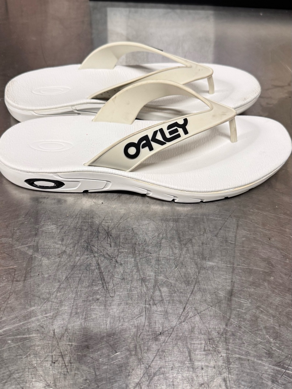 Oakley White Logo Flip Flop Sandals
